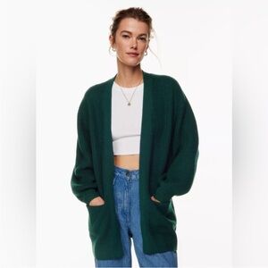 ARITZIA Wilfred Free Unwind Cardigan Oversized Open Front Dark Forrest Green XXS